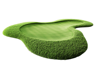 Lush Green Golf Putting Green on Transparent Background, PNG