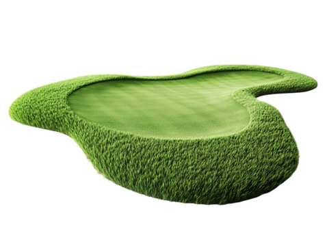 Lush Green Golf Putting Green on Transparent Background, PNG