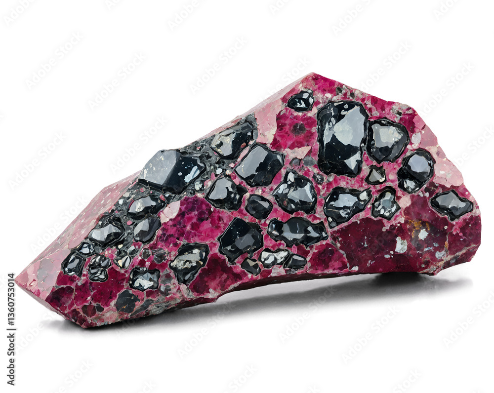 Poster intricate eudialyte specimen displaying garnets and feldspar, a captivating gemstone composition sho