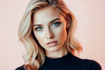 Fototapeta premium Portrait of a Young Woman with Blue Eyes and Blonde Hair