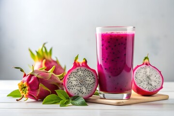 dragon fruit juice in white background