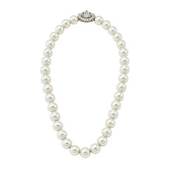 Obraz premium Exquisite pearl necklace with round white pearls and a diamond clasp radiating elegance