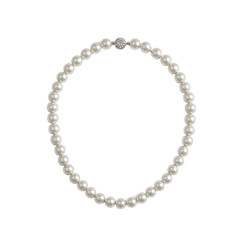 Fototapeta premium Exquisite pearl necklace with round white pearls and a diamond clasp radiating elegance