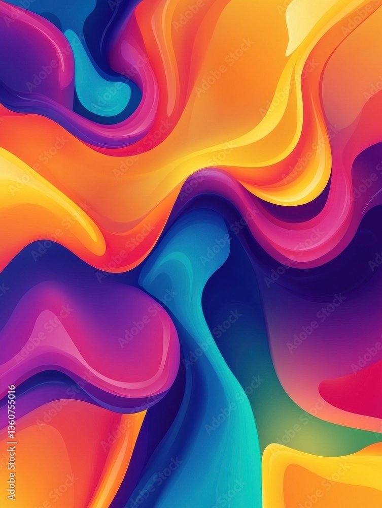 Aufkleber Dynamic flow of vibrant abstract groceries with smooth liquid gradients in a lively color display Generative AI