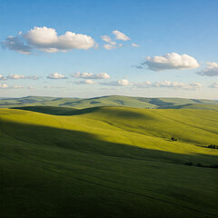 Obraz premium green field and blue sky