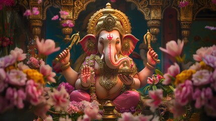 Fototapeta premium Ganesh Statue in Hindu Temple