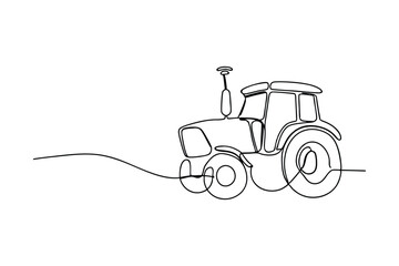 SingleLine Tractor Drawing Agriculture, Farming, Field, Rural, Countryside