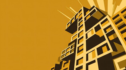 Modern city architecture, sunrise, urban development, background, illustration