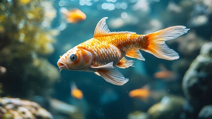 Orange Koi Fish in Aquarium Tank