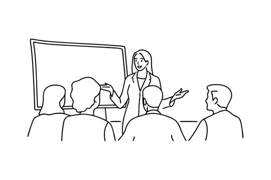 Businesswoman Leading Presentation to Attentive Team Meeting