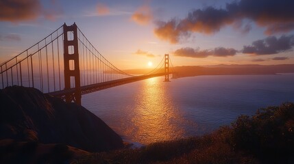 Fototapeta premium Breathtaking Sunset over a Cable-Stayed Bridge
