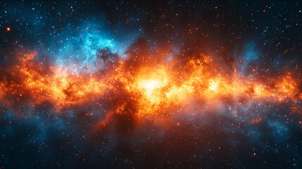 Fototapeta premium Cosmic Nebulae, Fiery Colors, Starry Night Sky