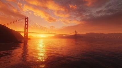 Fototapeta premium Breathtaking Sunset over a Cable-Stayed Bridge
