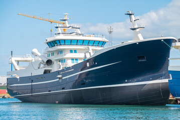 Modern fishing vessel under construction