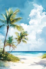 Fototapeta premium Beautiful palm trees and a white sand beach on a sunny day