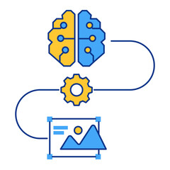 Machine Learning Icon, AI Image Creation, Artificial Intelligence Design, AI Generated Art, Neural Network Symbol, Smart Tech Vector, Digital Automation, Future 