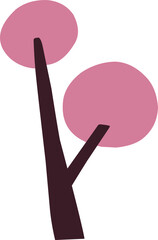 simple cute cartoon tree, hand drawn tree, circle shaped tree