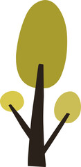 simple cute cartoon tree, hand drawn tree, circle shaped tree