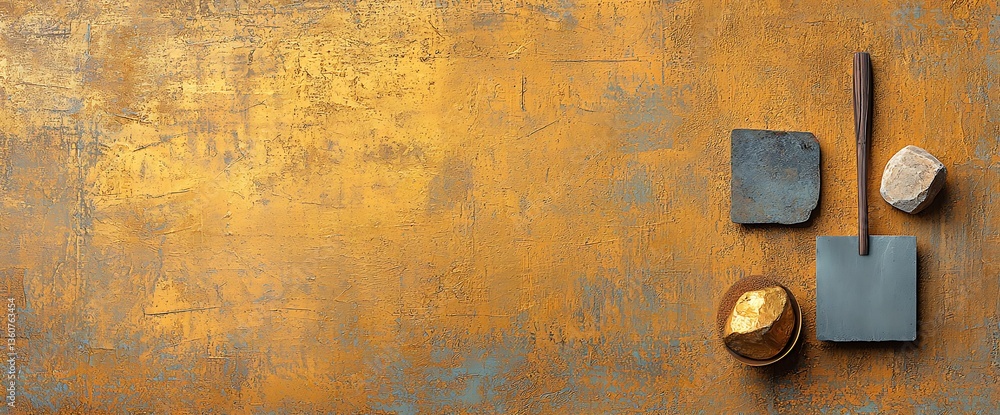 Poster golden texture background with stone and slate elements