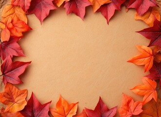 Autumn Leaves Frame Background with Copy Space for Thanksgiving or Fall