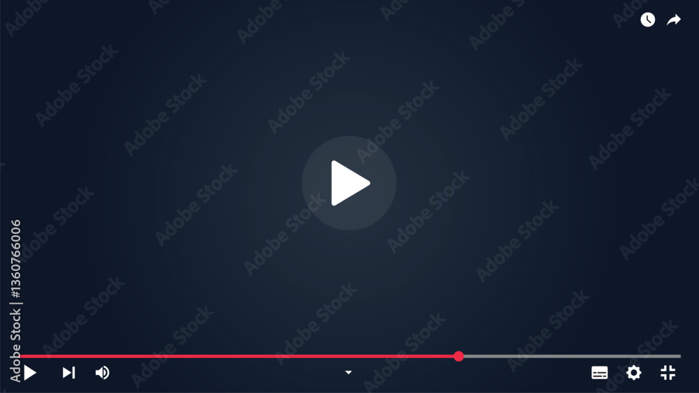 Aufkleber video player template for web or mobile applications. vector illustration