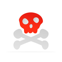 skull and bones icon, flat colored vector. modern and minimalist design
