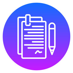 Line Art Legal Agreement Rounded Gradient Circle Icon
