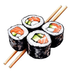 Sushi maki rolls, isolated on a transparent background