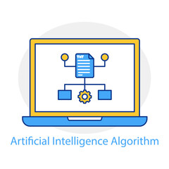 Artificial Intelligence Algorithm Icon, AI Machine Learning Symbol, Neural Network Vector, Deep Learning Graphic, Data Science Technology, Cognitive Computing Design, Algorithm Process Icon, AI 