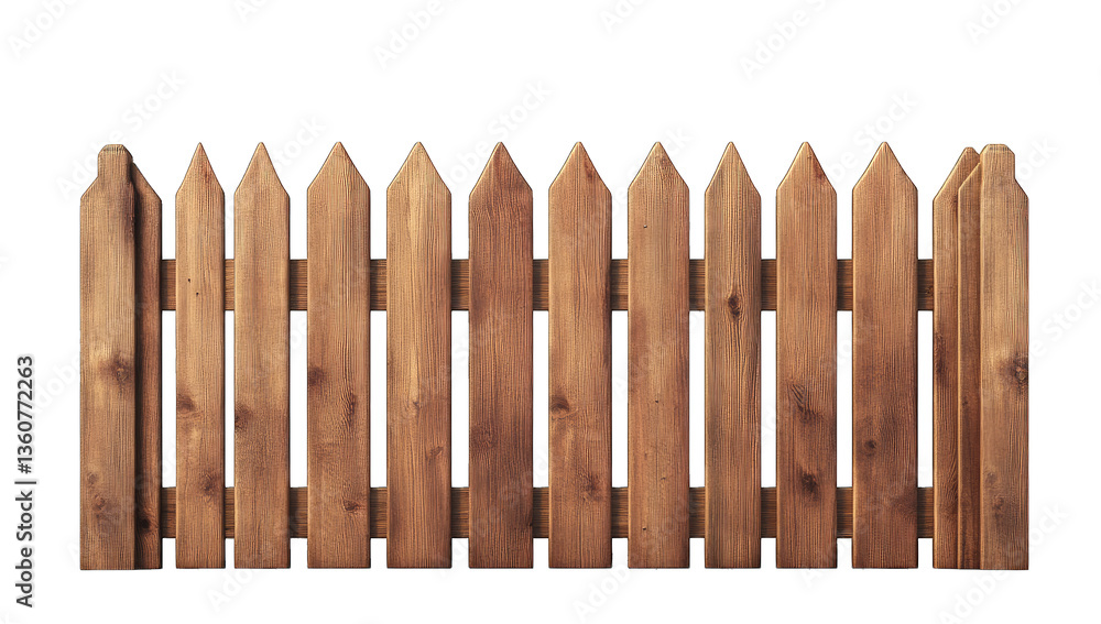 Poster a wooden fence with pointed tops designed for privacy and bounda
