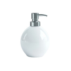 A white dispenser with a chrome pump on a transparent background