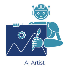 AI Artist Icon, Artificial Intelligence Creativity, Digital Art Generation, Machine Learning Art, AI-Generated Artwork, Creative Algorithm, Neural Network Art, 