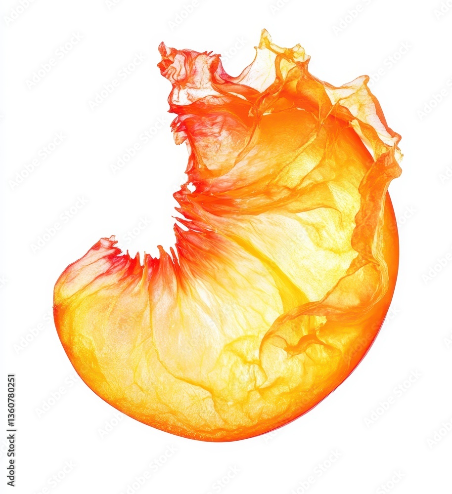 Aufkleber abstract orange and yellow translucent shape on a white background showcasing delicate texture and f