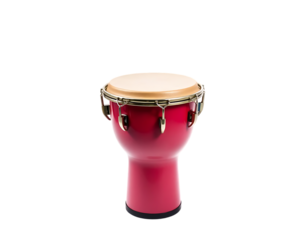 Red djembe drum isolated on white background