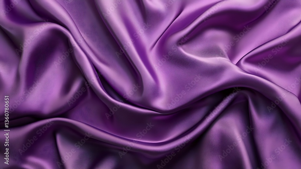 Aufkleber 3d render of a purple and violet satin cloth background featuring wavy folds and a shiny texture, cr
