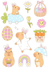 Easter Capybara SVG Clipart Retro Groovy Spring Cute Kawaii 