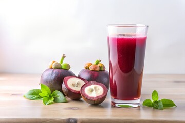 mangosteen juice in white background