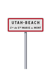 Panneau d'entrée d'Utah Beach commune de Sainte-Marie du Mont (Manche) en vectoriel