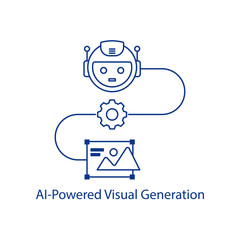 AI Visuals Icon Smart Image Creation Automated Graphic Design Machine Learning Art Digital Content Generation Neural Network Illustration