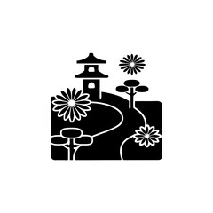 creative details Chrysanthemum Garden Icon vector illustration   