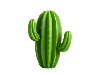 Green Cactus Isolated on Transparent Background