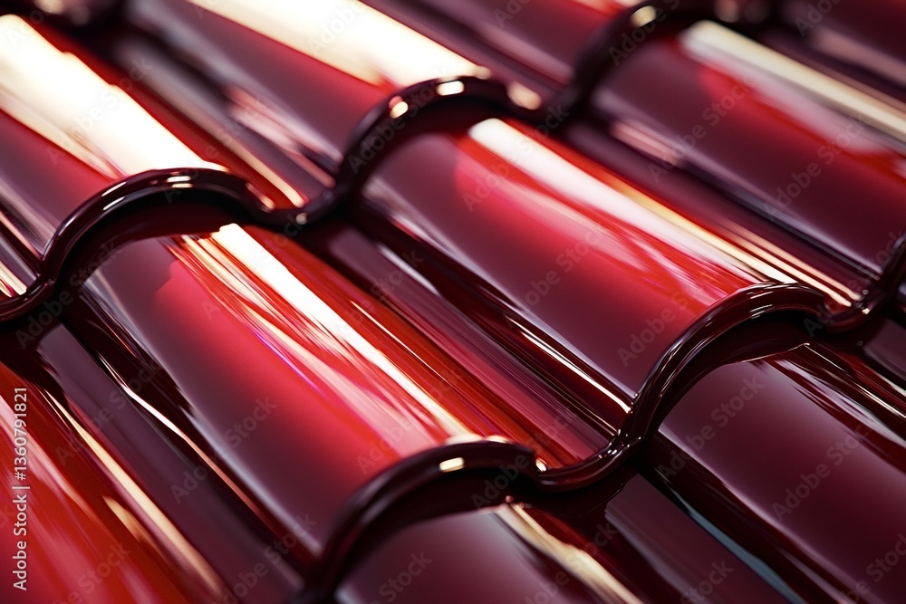Aufkleber new red roof tiles are overlapping, creating a textured and visually appealing pattern, showcasing t