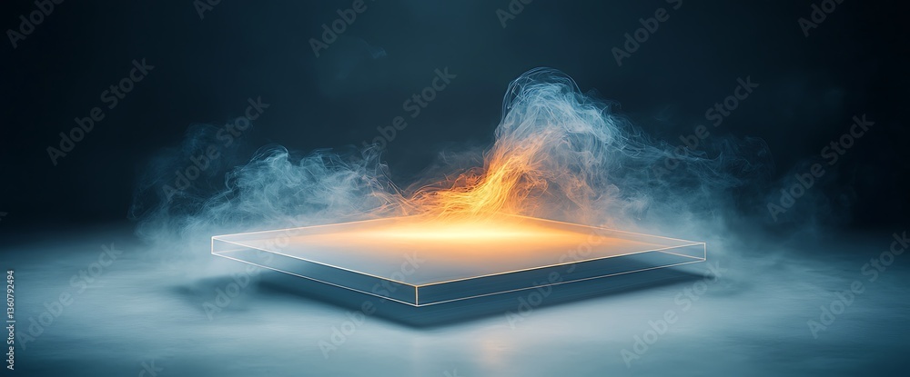 Aufkleber illuminated platform with smoke background