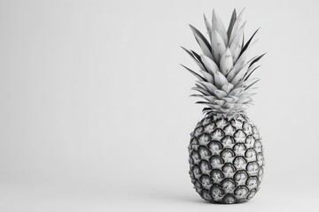 A single monochrome pineapple isolated against a plain white background