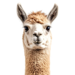 Gentle Llama with Soft Fur and Curious Gaze Isolated on Transparent Background