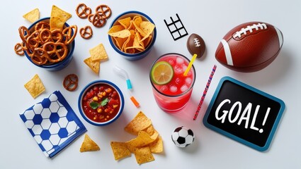 Game Day Snacks: A Winning Flat-Lay for Football Time