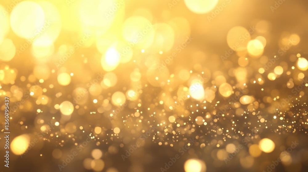 Aufkleber Floating gold dust particles with soft glowing bokeh and shimmering reflections. A magical and dreamy golden atmosphere for elegant designs.