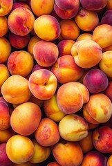Fresh and Juicy Apricots Background with Vibrant Orange and Yellow Shades Perfect for Summer, Healthy Snacks, and Delicious Desserts