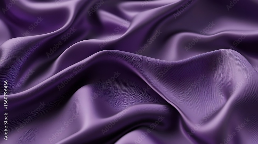 Aufkleber 3d render of a purple and violet satin cloth background featuring wavy folds and a shiny texture, cr