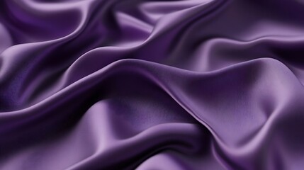 Fototapeta premium 3D render of a purple and violet satin cloth background featuring wavy folds and a shiny texture, creating an abstract wallpaper with a smooth gradient. High-resolution and detailed.
